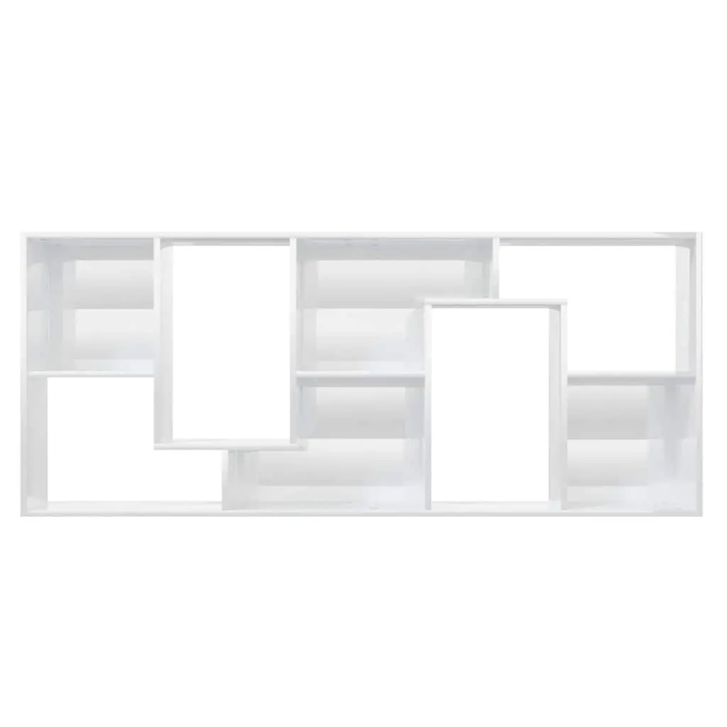 Book Cabinet Storage Shelving Unit High Gloss White Engineered Wood 67x24x161cm