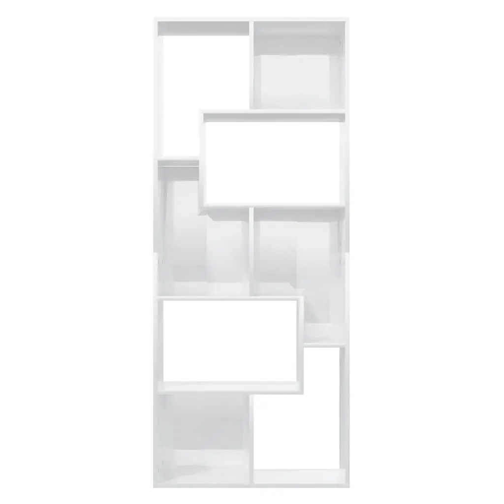 Book Cabinet Storage Shelving Unit High Gloss White Engineered Wood 67x24x161cm