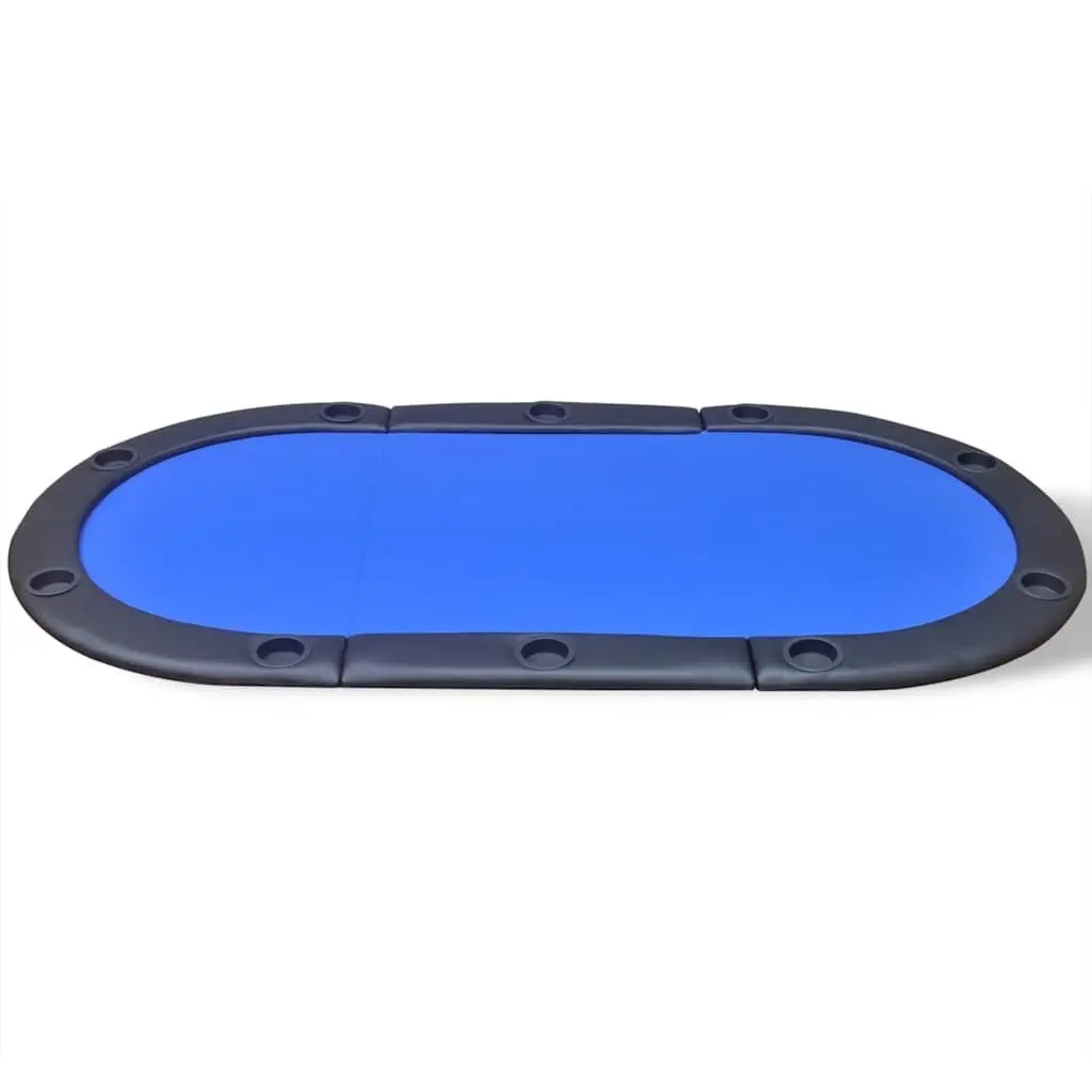 Poker Tabletop 10 Player Foldable Racetrack Blue Padded Playing Surface