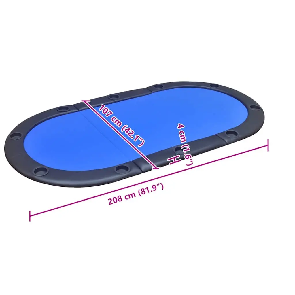 Poker Tabletop 10 Player Foldable Racetrack Blue Padded Playing Surface