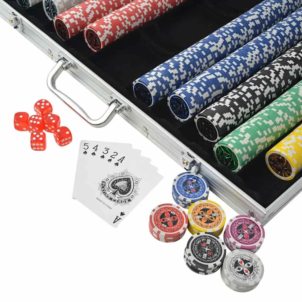Poker Set 1000 Laser Chips Game Night Entertainment Aluminium Case