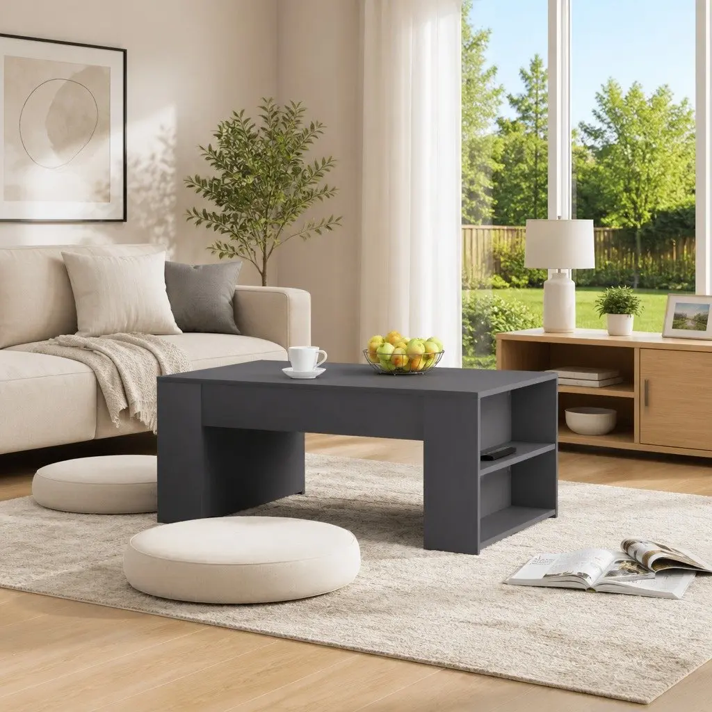 Coffee Table Grey Engineered Wood Living Room Furniture 100x60x42cm