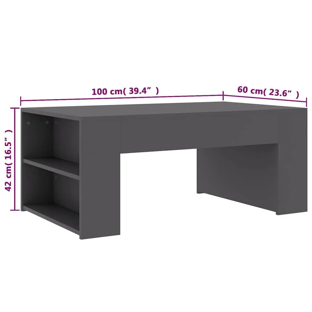 Coffee Table Grey Engineered Wood Living Room Furniture 100x60x42cm