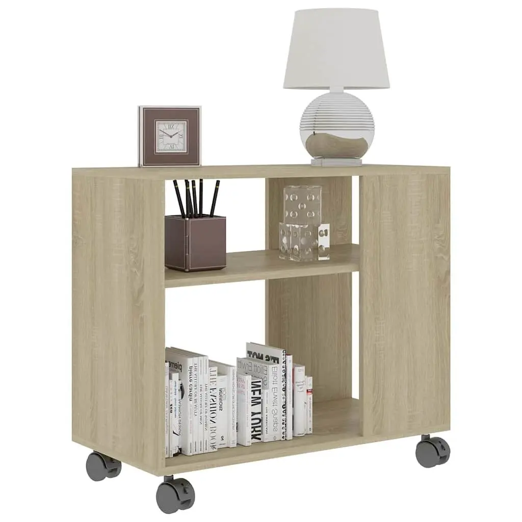 End Table with Wheels Engineered Wood Accent Side Table Living Room Furniture