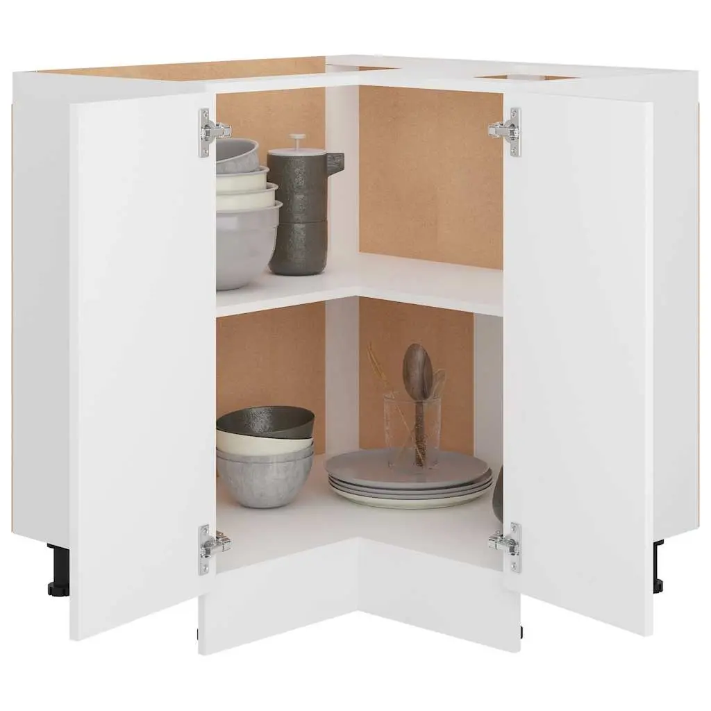 Corner Bottom Cabinet Kitchen Storage Engineered Wood 75.5x75.5x81.5cm White