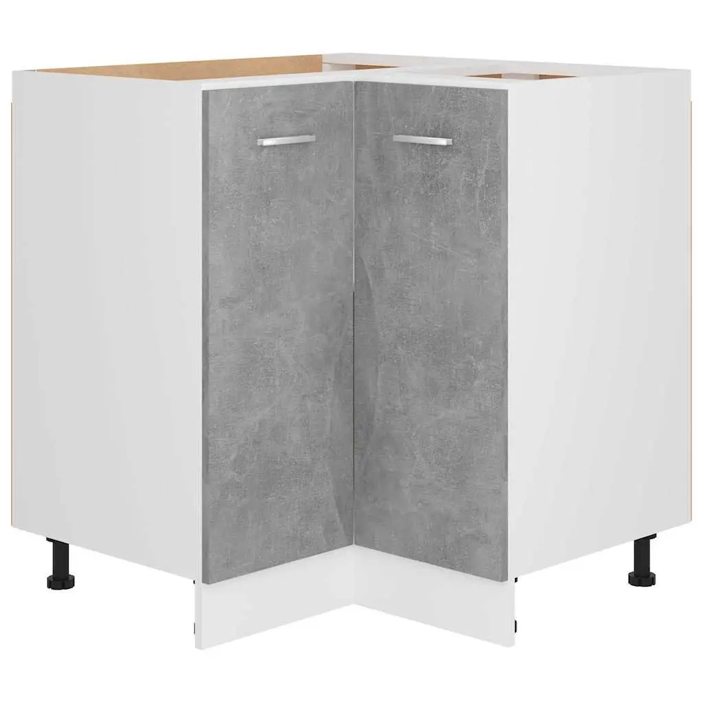Corner Bottom Kitchen Cabinet Grey Storage Unit with Shelves and Doors 75.5W x 75.5D x 81.5H cm