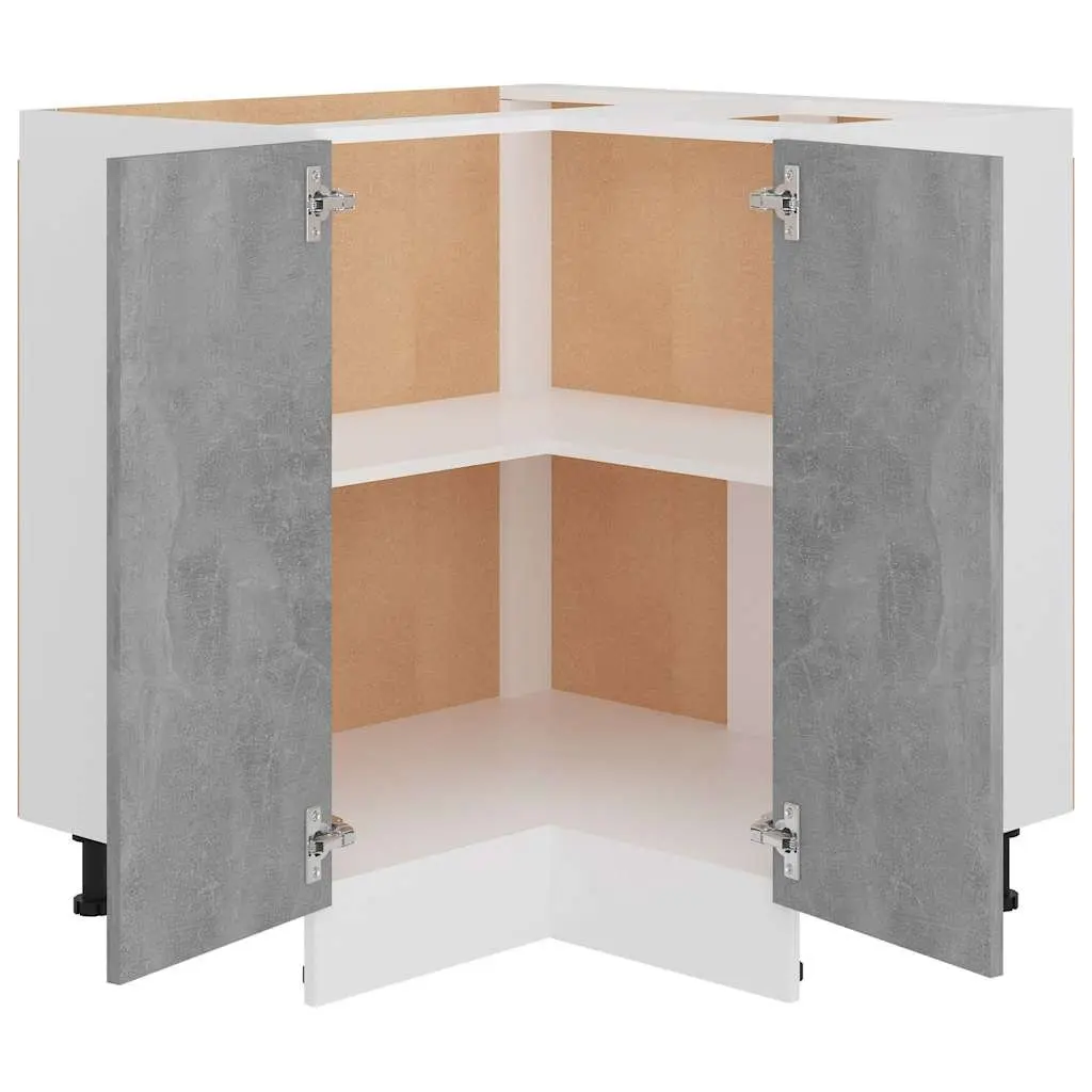 Corner Bottom Kitchen Cabinet Grey Storage Unit with Shelves and Doors 75.5W x 75.5D x 81.5H cm