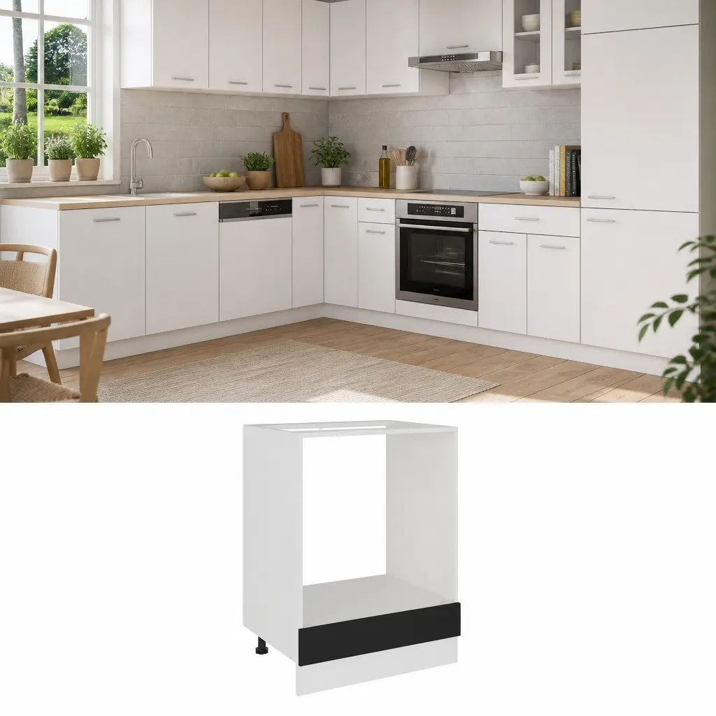 Oven Cabinet Kitchen Storage Engineered Wood Shelf Organiser 60x46x81.5cm Black