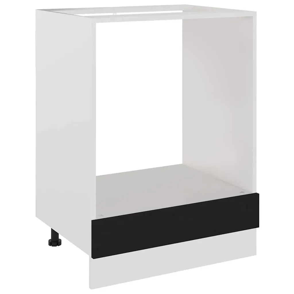 Oven Cabinet Kitchen Storage Engineered Wood Shelf Organiser 60x46x81.5cm Black