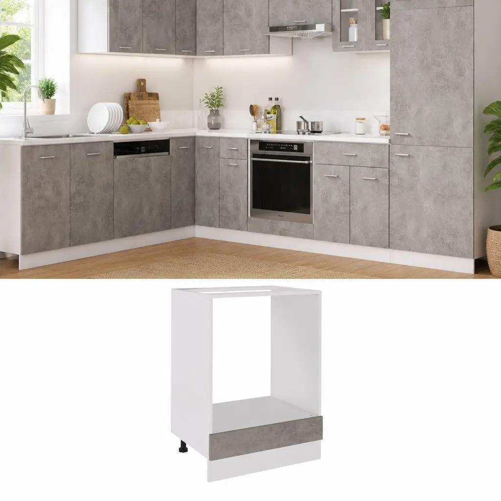Oven Cabinet Grey Kitchen Storage Furniture Engineered Wood Organiser