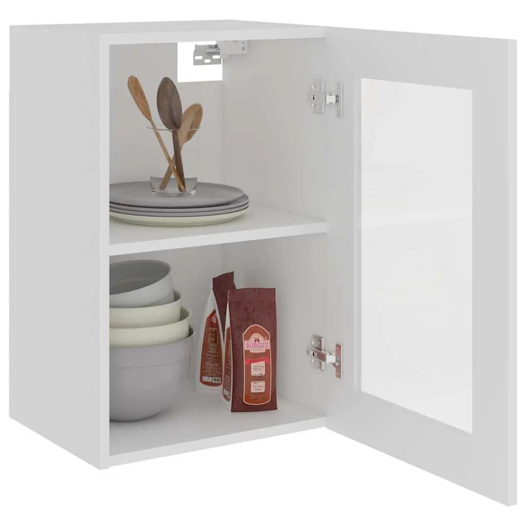 Hanging Glass Kitchen Cabinet Organizer White 40 x 31 x 60 cm