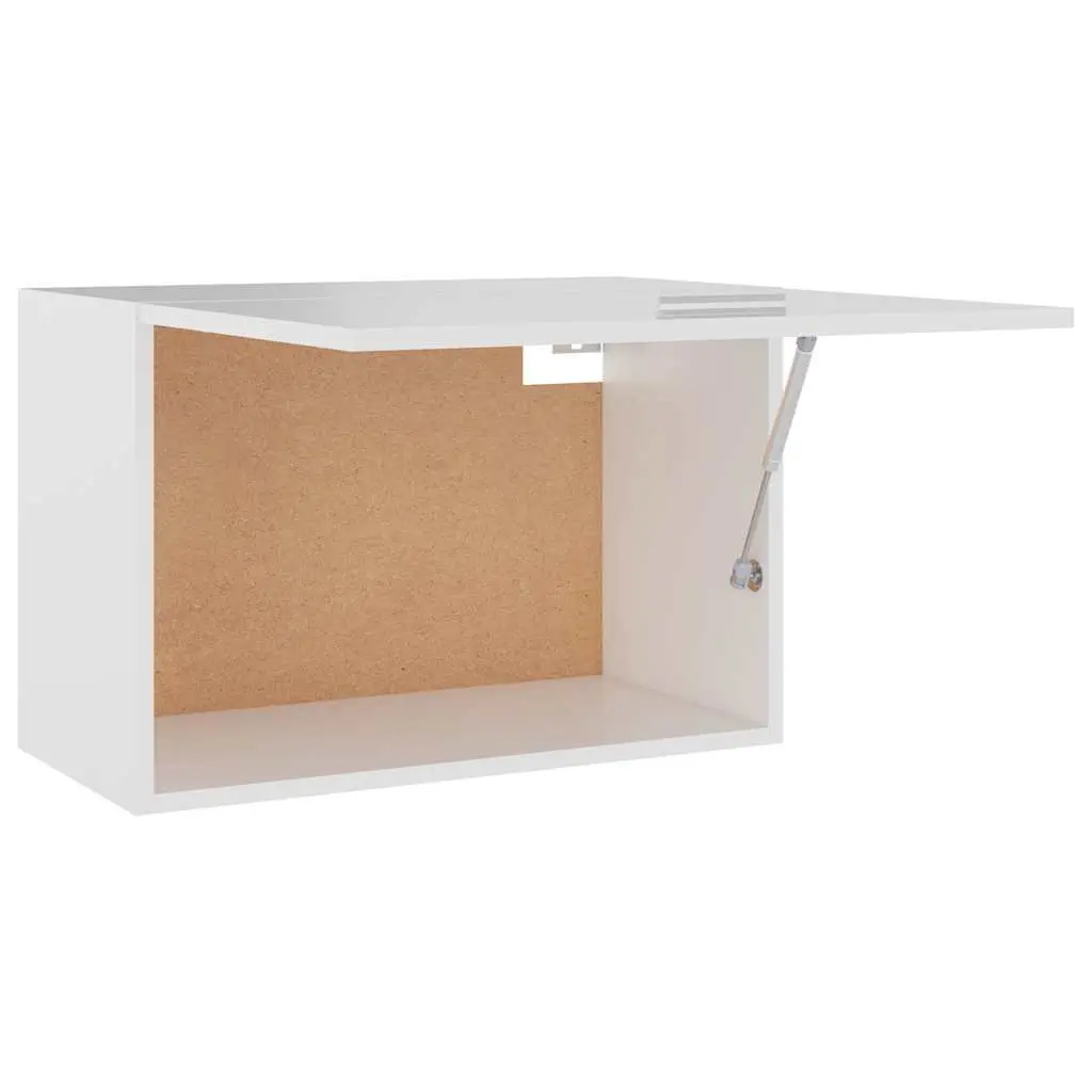 White Hanging Kitchen Cabinet Storage Engineered Wood Shelf Flip-Up Door