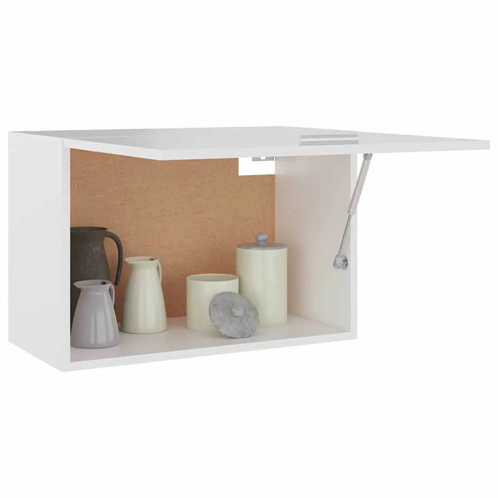 White Hanging Kitchen Cabinet Storage Engineered Wood Shelf Flip-Up Door