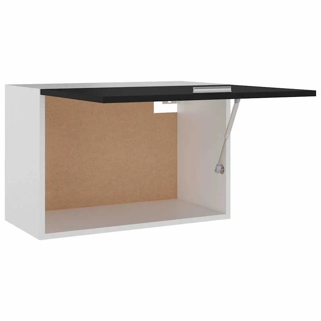Black Hanging Kitchen Cabinet Storage Cupboard Engineered Wood Flip-Up Door