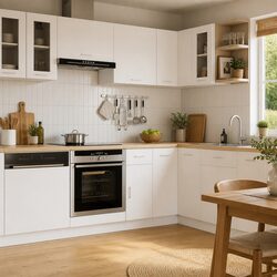 Chic White Wall Cabinet with Glass Doors for Storage