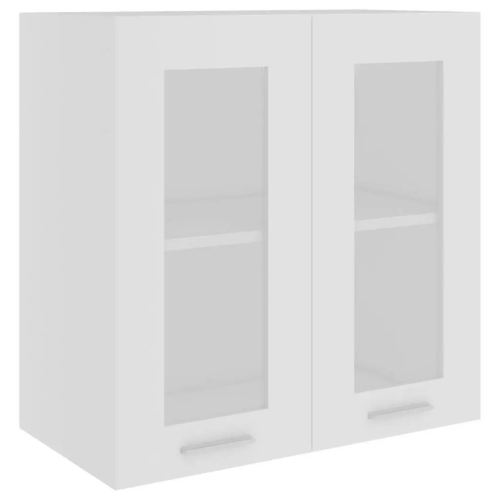 Hanging Glass Cabinet Wall-Mounted Storage Kitchen White 60x31x60cm