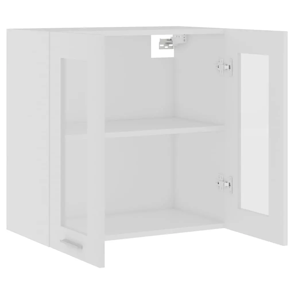 Hanging Glass Cabinet Wall-Mounted Storage Kitchen White 60x31x60cm