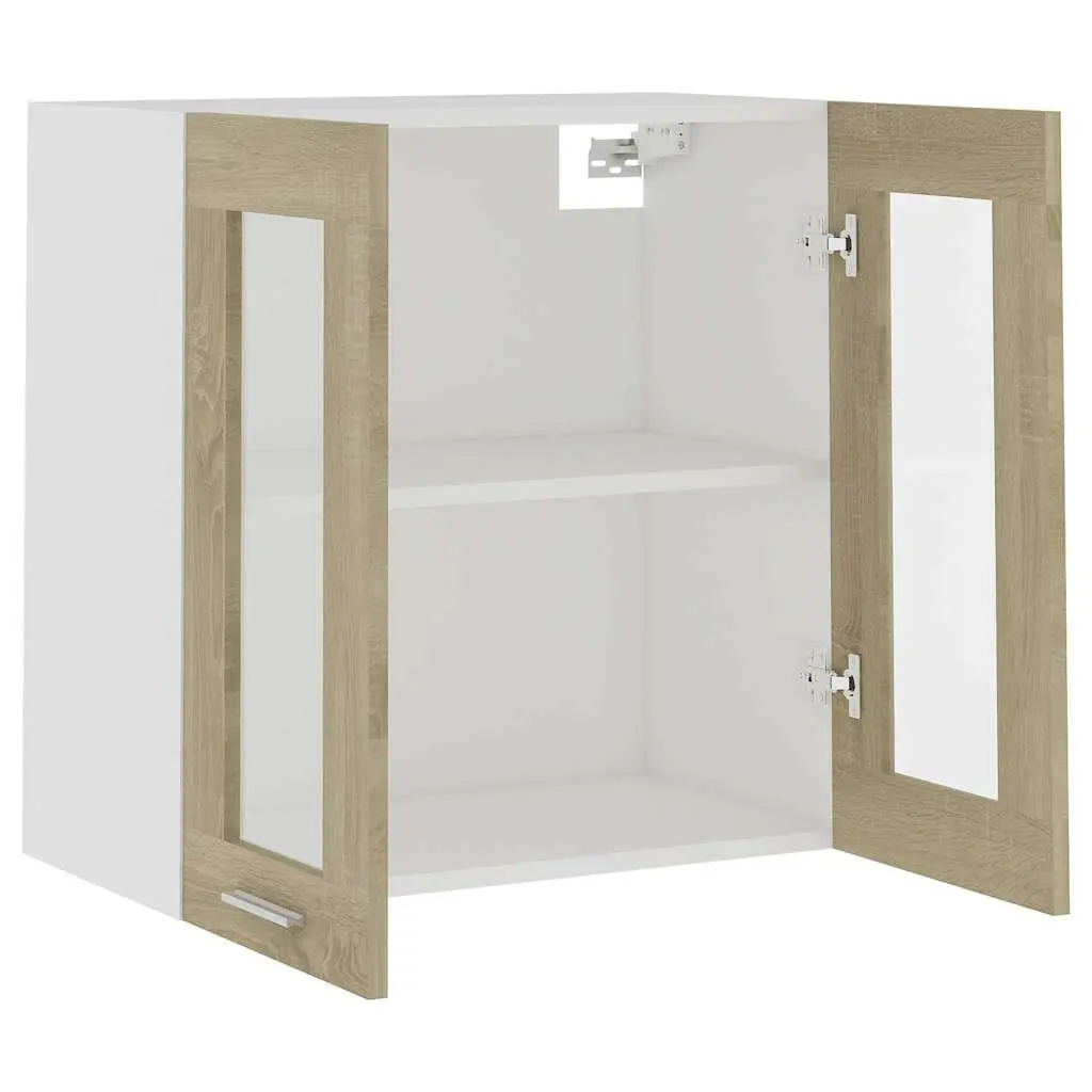 Brown Kitchen Cabinet with Glass Doors