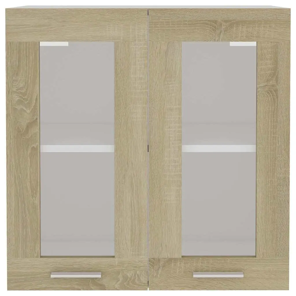 Brown Kitchen Cabinet with Glass Doors