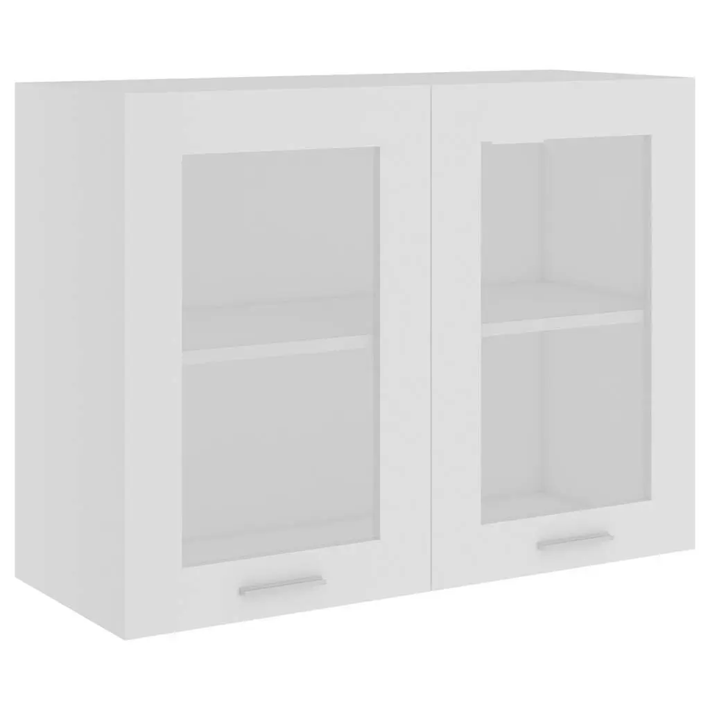 Hanging Glass Cabinet Kitchen Wall Storage Cupboard 80x31x60cm White