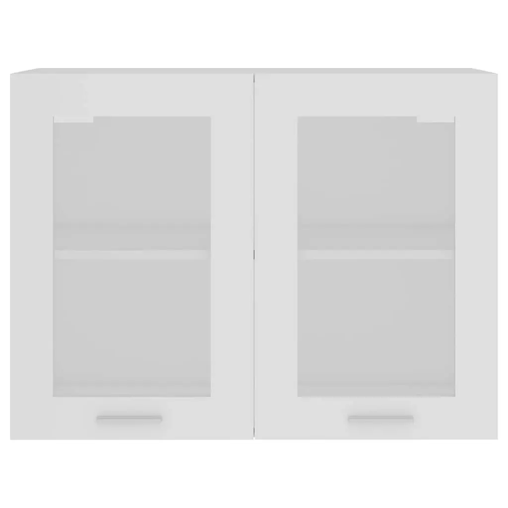 Hanging Glass Cabinet Kitchen Wall Storage Cupboard 80x31x60cm White