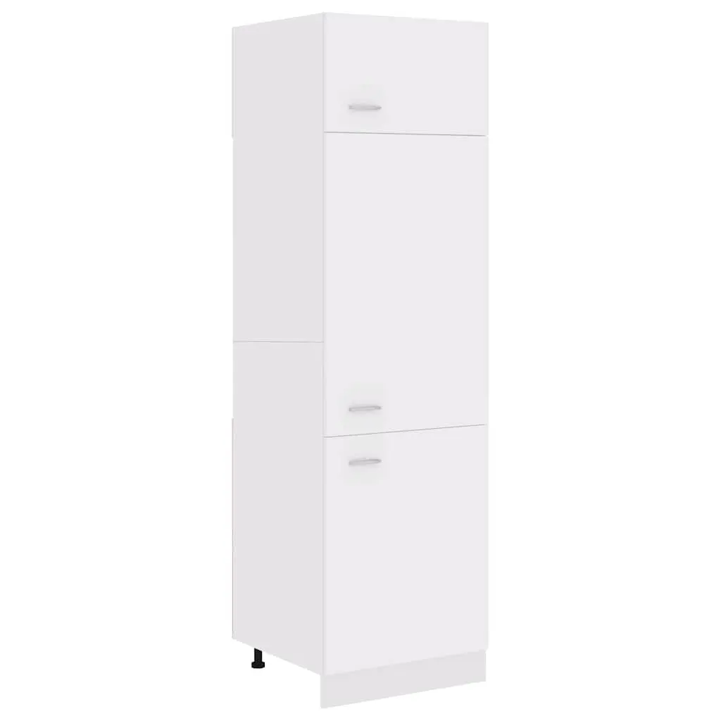 White Kitchen Storage Cabinet Four Shelf Refrigerator Organiser 60x57x207cm