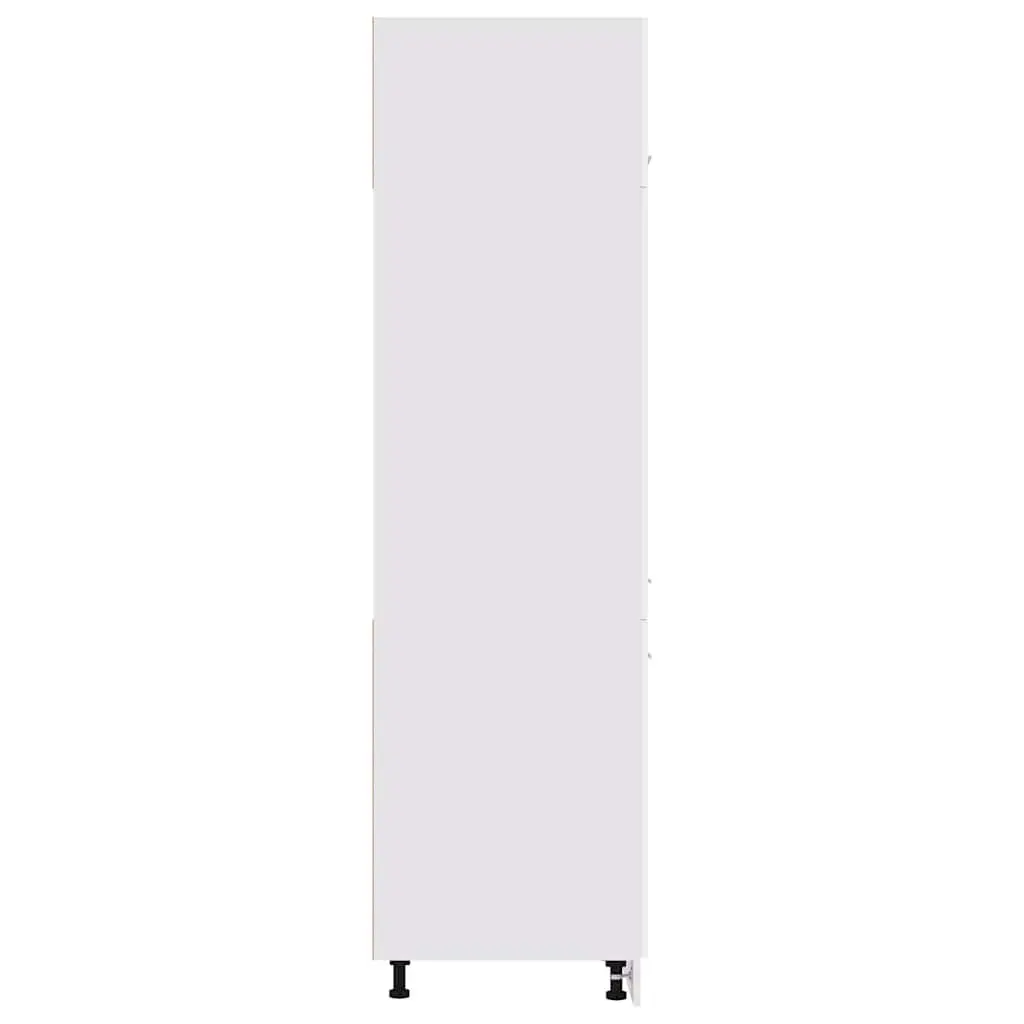White Kitchen Storage Cabinet Four Shelf Refrigerator Organiser 60x57x207cm