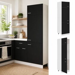 Practical Black Kitchen Refrigerator Cabinet for Storage