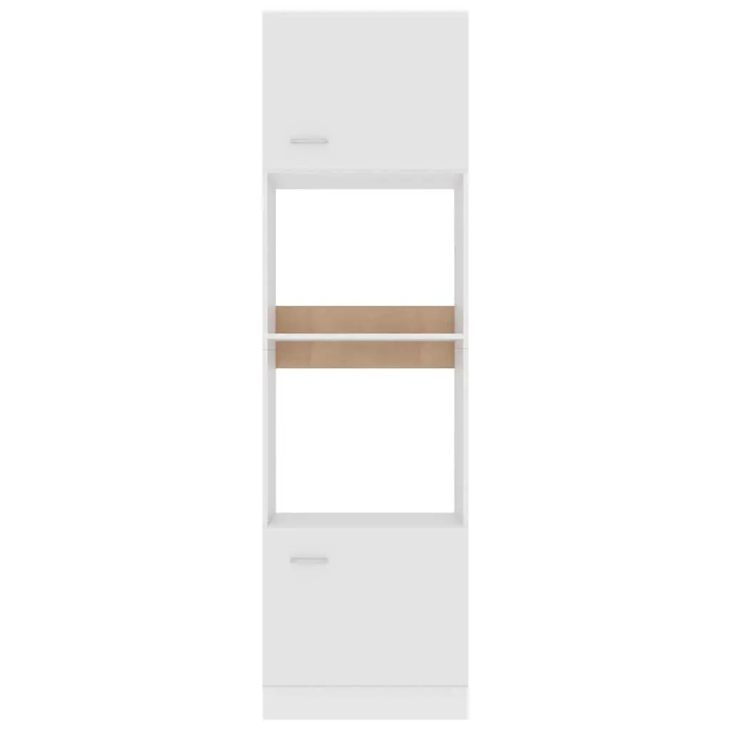 Microwave Cabinet Kitchen Storage Cupboard 60x57x207cm White 4 Shelves 2 Doors