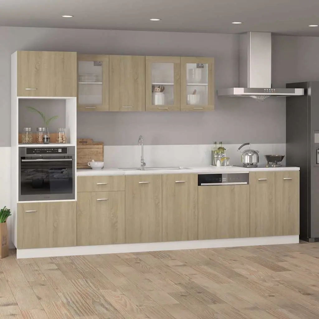 Microwave Cabinet Kitchen Storage Sonoma Oak 60x57x207 cm Engineered Wood