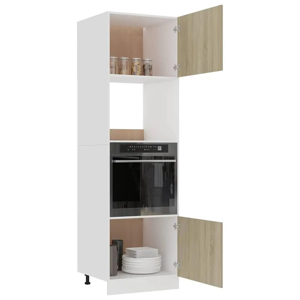 Microwave Cabinet Kitchen Storage Sonoma Oak 60x57x207 cm Engineered Wood