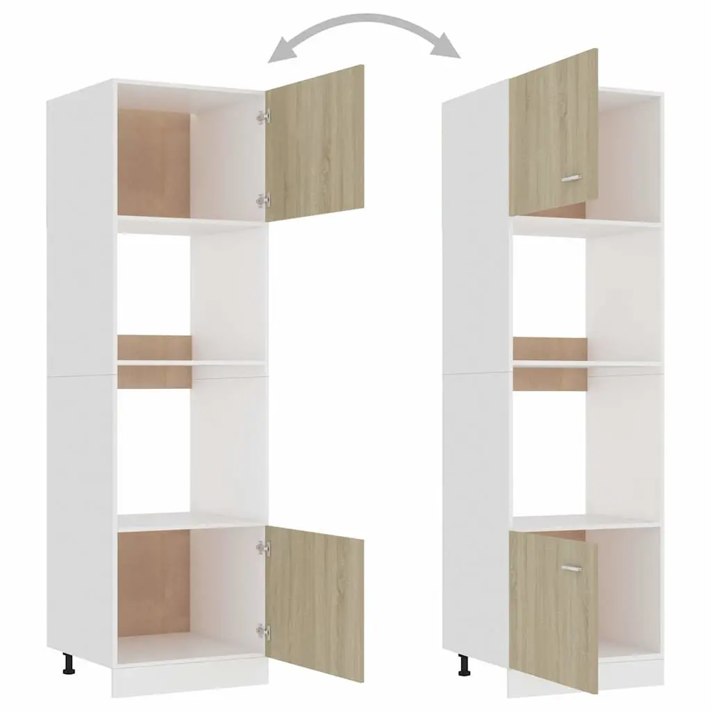 Microwave Cabinet Kitchen Storage Sonoma Oak 60x57x207 cm Engineered Wood