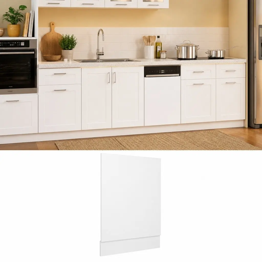 Dishwasher Front Panel White 45x3x67 cm Kitchen Cabinet Appliance Cover