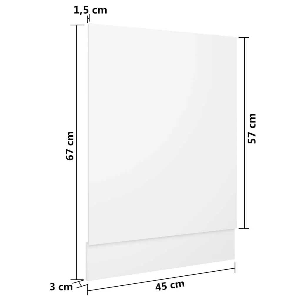 Dishwasher Front Panel White 45x3x67 cm Kitchen Cabinet Appliance Cover
