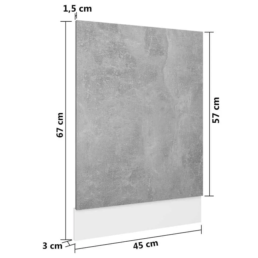 Dishwasher Panel Grey 45x3x67cm Kitchen Cabinet Front Engineered Wood Cover