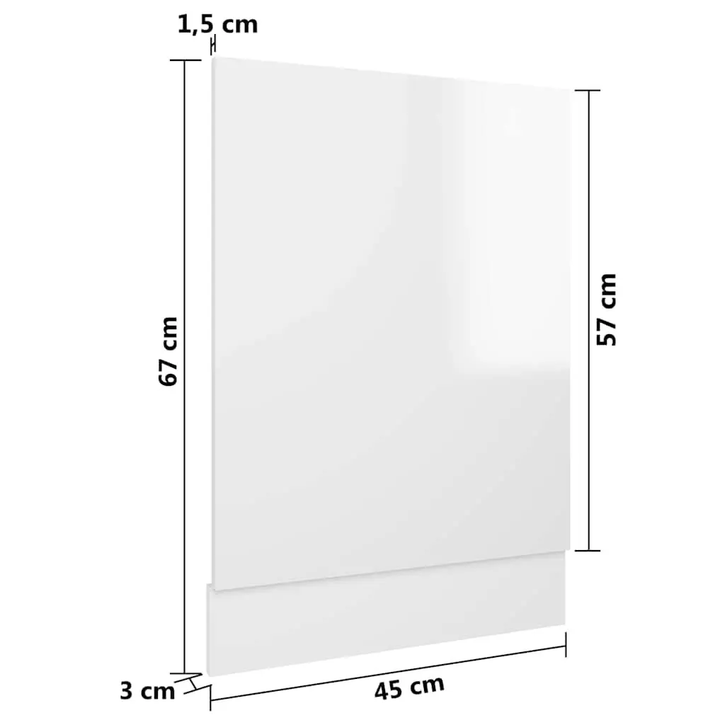 Dishwasher Panel White High Gloss Kitchen Cabinet Front Cover Engineered Wood