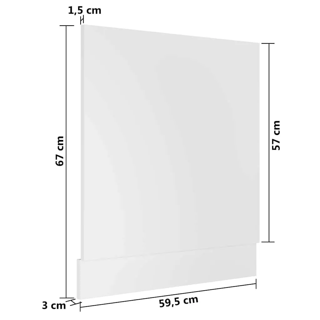 Dishwasher Panel White Kitchen Cabinet Front Cover Engineered Wood 59.5x67cm