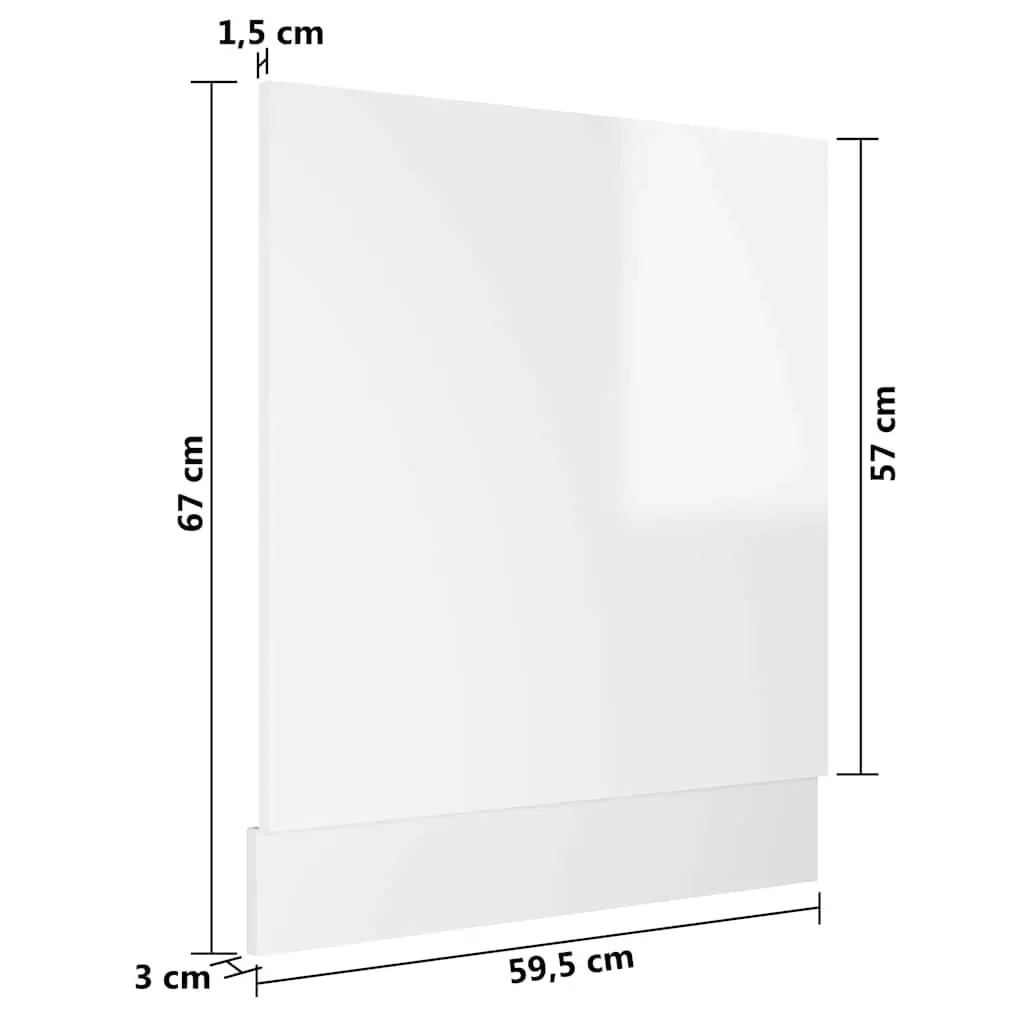 Dishwasher Panel White High Gloss Kitchen Cabinet Front Cover Engineered Wood