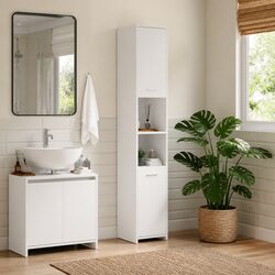 Reliable White Bathroom Cabinet 30x30x183.5 cm for Everyday Use