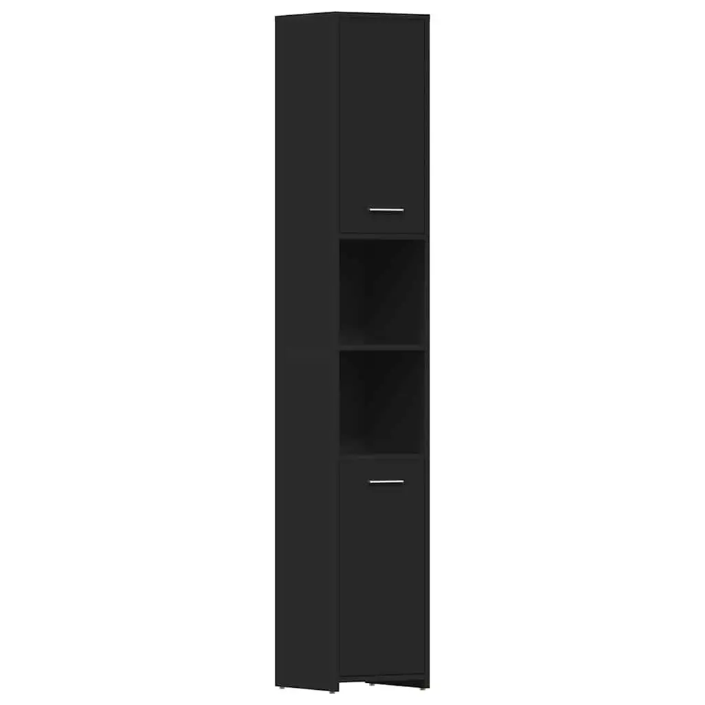 Bathroom Cabinet Black 30x30x183.5cm Storage Unit Vanity Cupboard Shelving