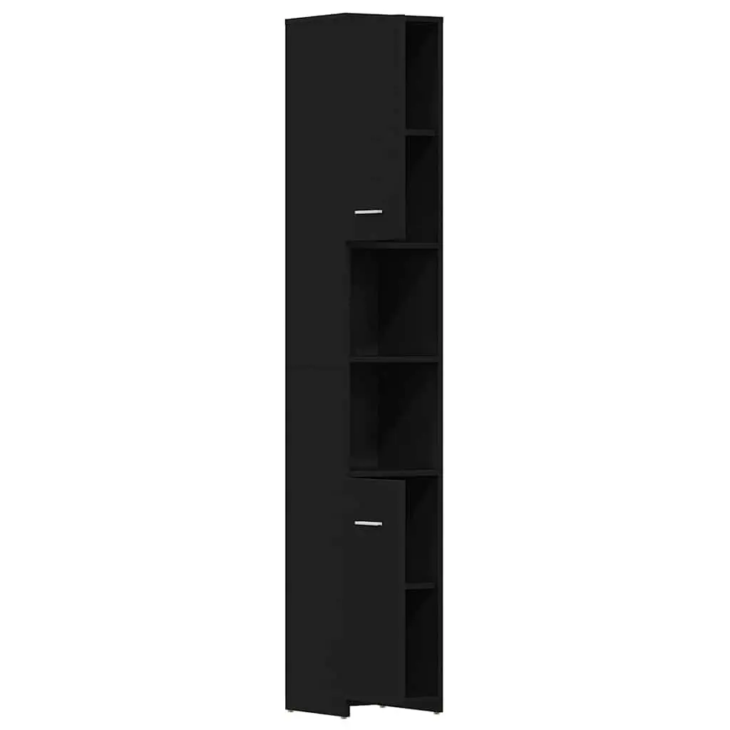 Bathroom Cabinet Black 30x30x183.5cm Storage Unit Vanity Cupboard Shelving