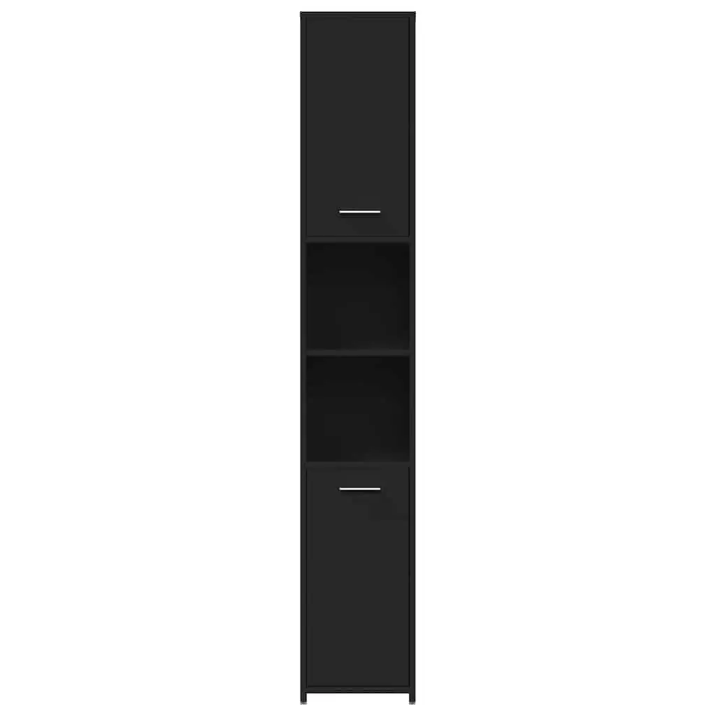 Bathroom Cabinet Black 30x30x183.5cm Storage Unit Vanity Cupboard Shelving
