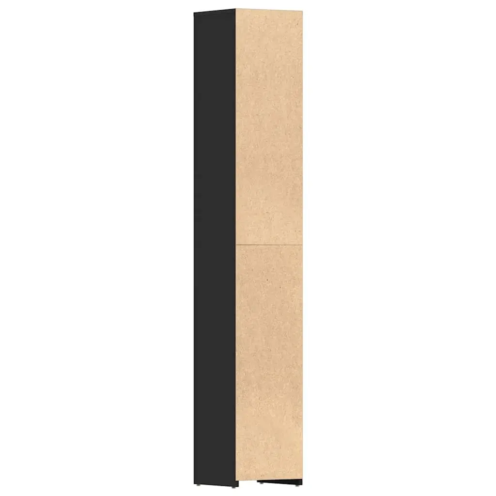 Bathroom Cabinet Black 30x30x183.5cm Storage Unit Vanity Cupboard Shelving