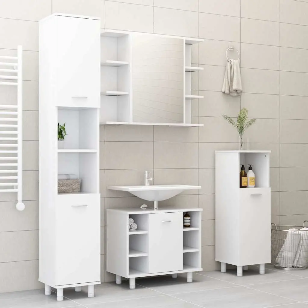 Bathroom Cabinet Wall Mounted Storage Unit 80x20.5x64cm White Engineered Wood