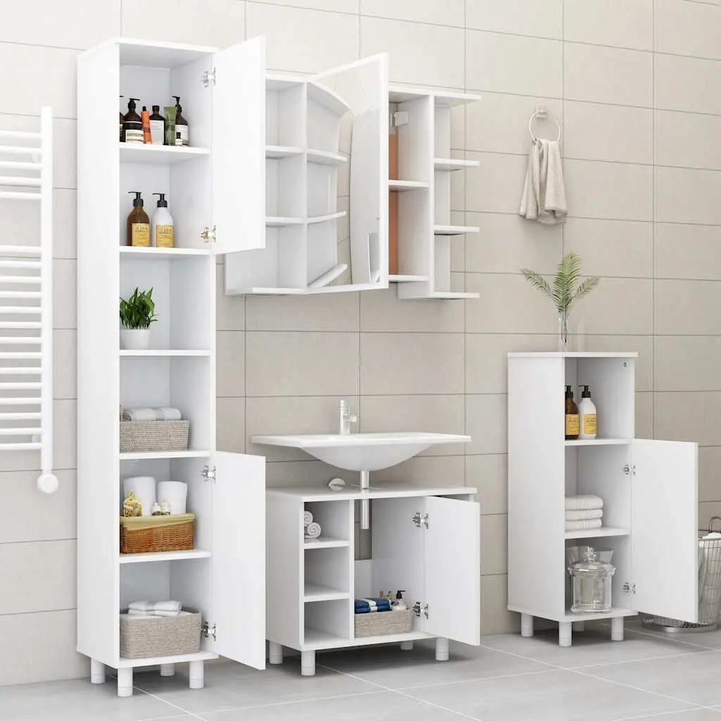 Bathroom Cabinet Wall Mounted Storage Unit 80x20.5x64cm White Engineered Wood