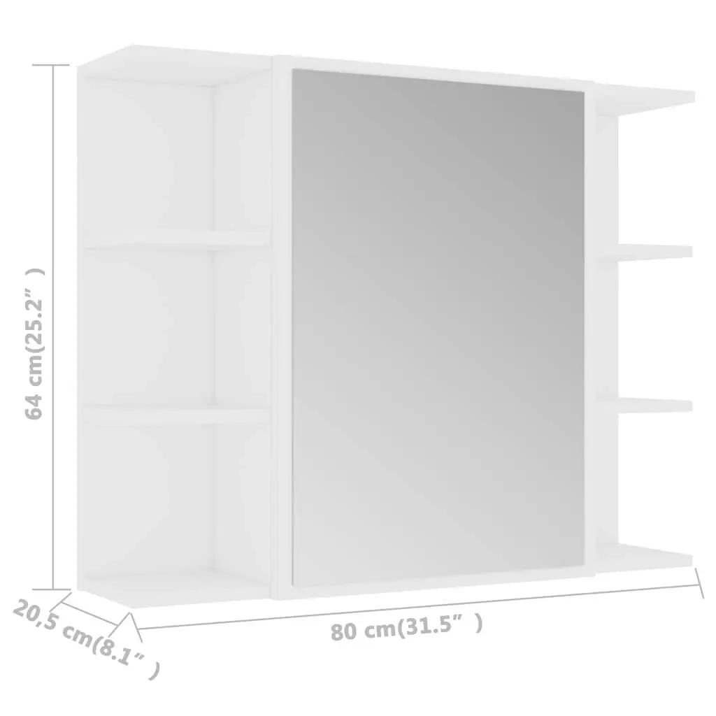 Bathroom Cabinet Wall Mounted Storage Unit 80x20.5x64cm White Engineered Wood