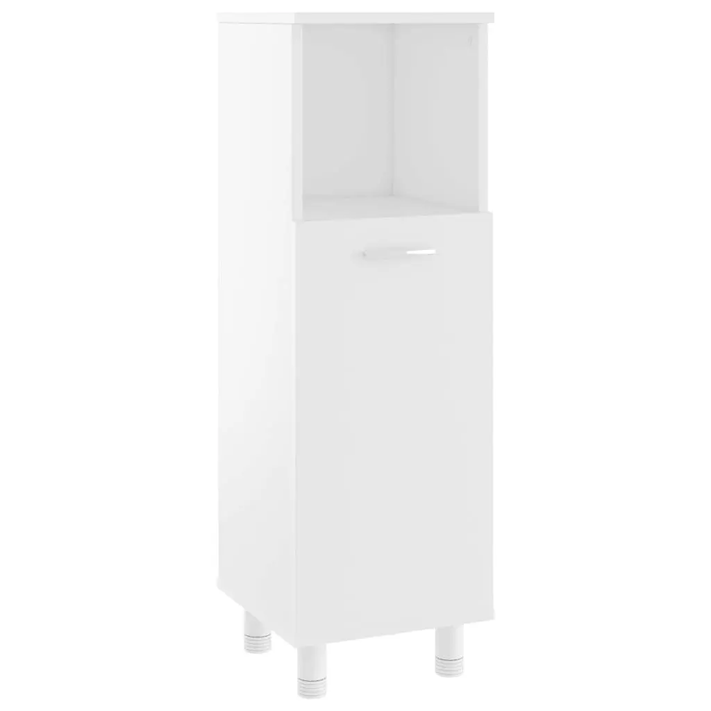 Bathroom Cabinet Storage Cupboard 3 Compartments 1 Door White Engineered Wood