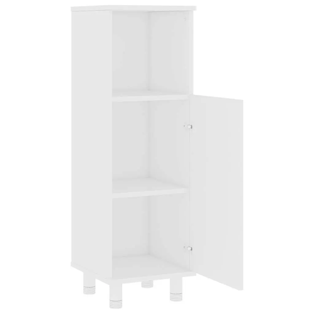 Bathroom Cabinet Storage Cupboard 3 Compartments 1 Door White Engineered Wood