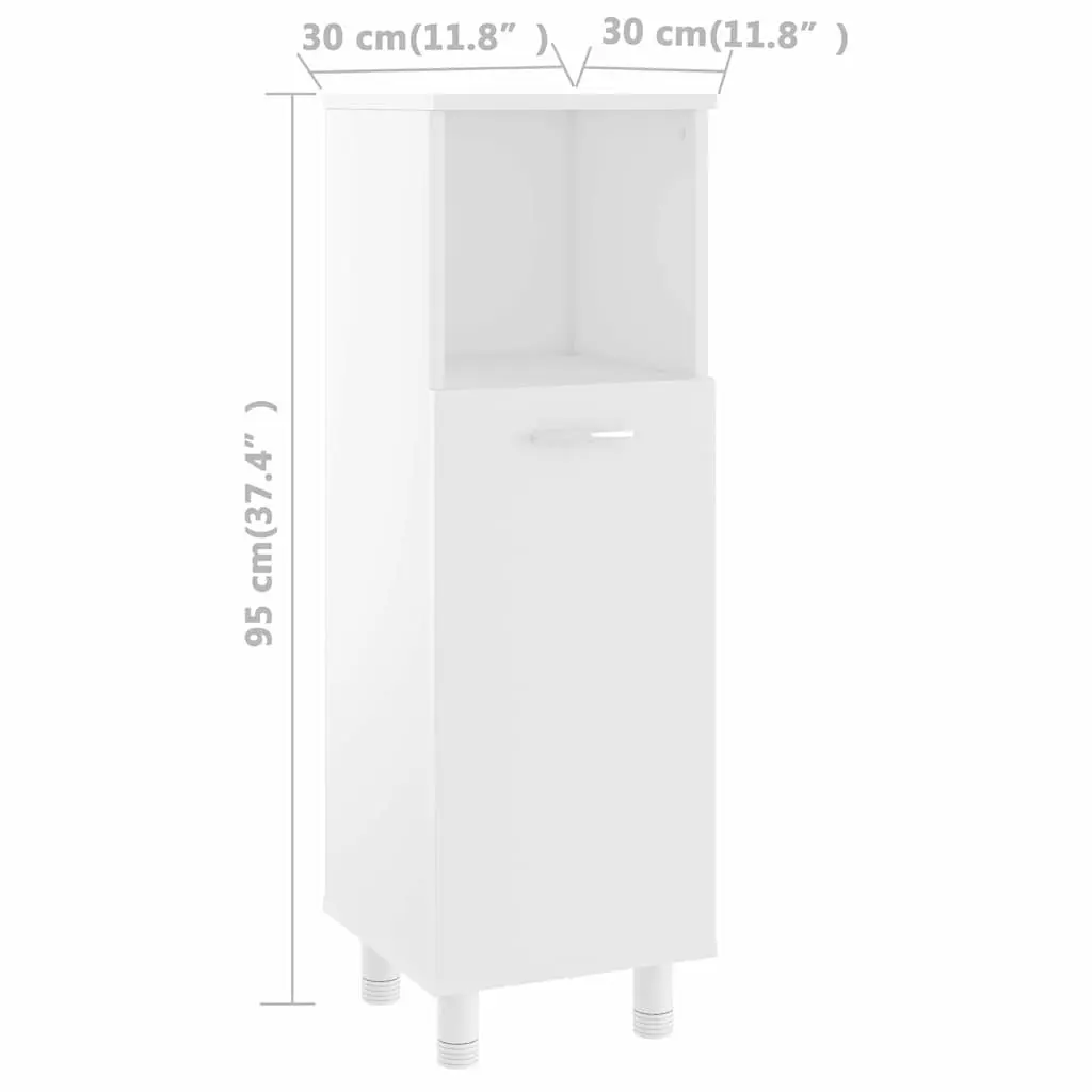 Bathroom Cabinet Storage Cupboard 3 Compartments 1 Door White Engineered Wood