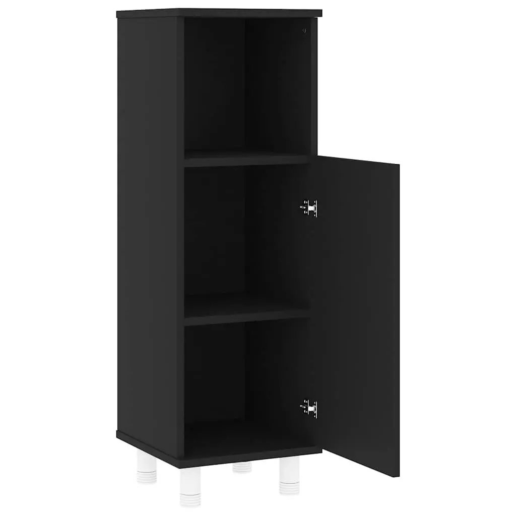 Bathroom Cabinet Black Storage Furniture Engineered Wood Cupboard with Door 30 x 30 x 95 cm